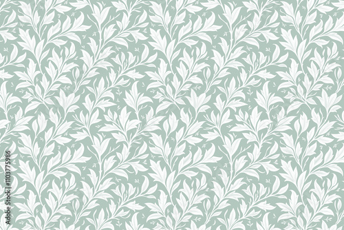 Toile pattern tapestry. Arts and crafts. Monochrome botanical pattern background. Created with Generative AI technology