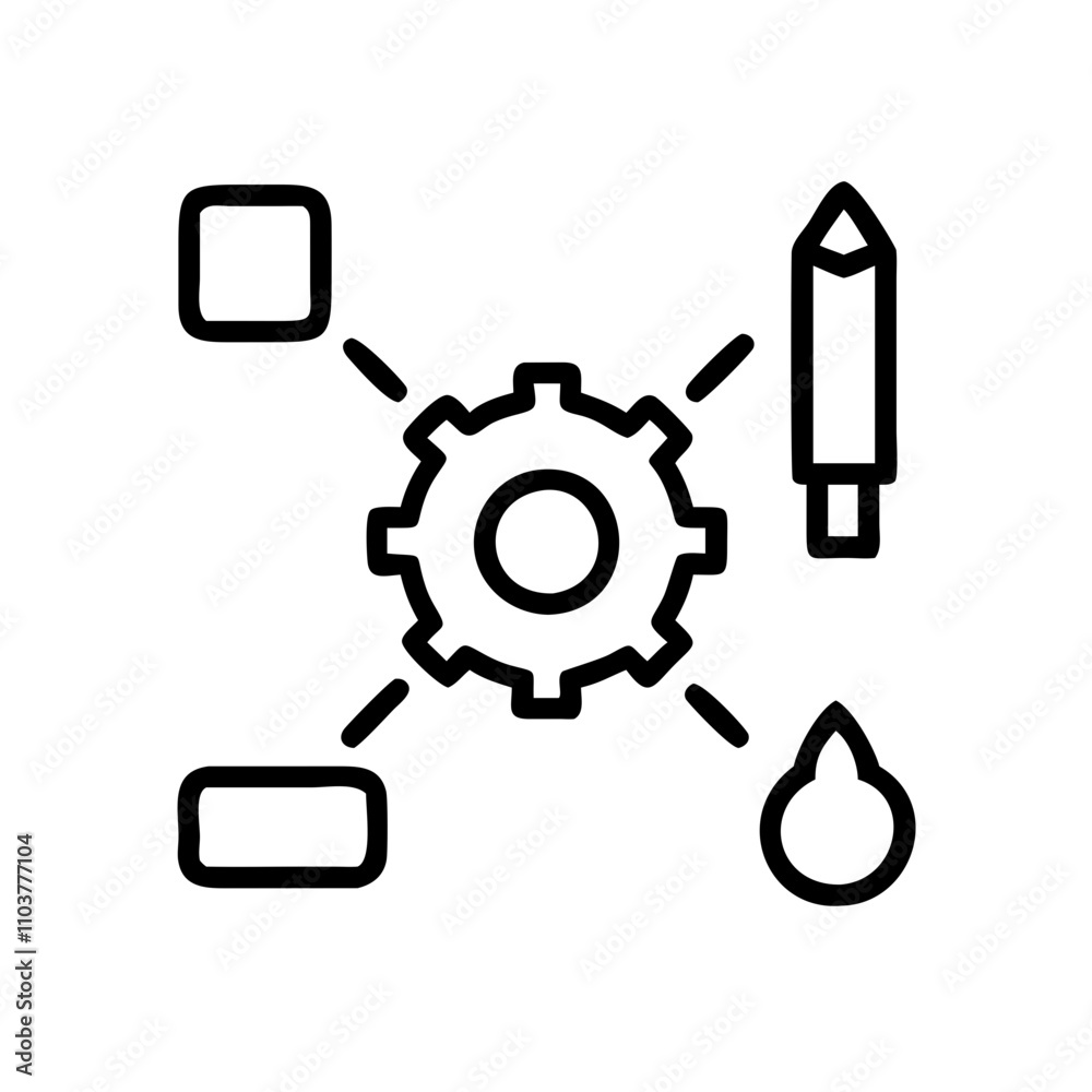 Good icon gear with connected design tools Good icon gear with connected design tools
