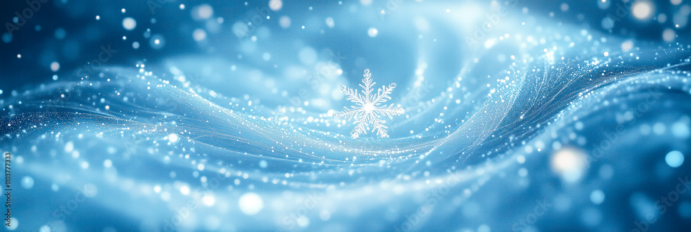 Cristal snowflakes swirling around in blizzard on the dark blue background. Winter theme. Cristal snowflakes swirling around in blizzard on the dark blue background. Winter theme.