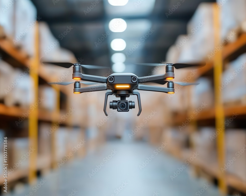 Smart logistics warehouse using drones for inventory management and stock monitoring, Drone stock monitoring, Innovative, futuristic, efficient Smart logistics warehouse using drones for inventory management and stock monitoring, Drone stock monitoring, Innovative, futuristic, efficient
