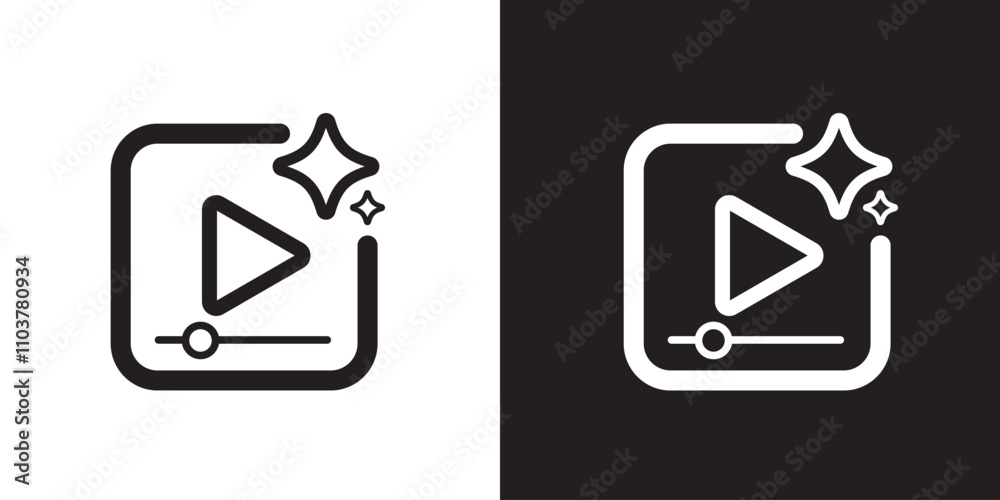 Generate video by AI icon. Artificial intelligence creates video concepts. Machine learning text to generate video. Icon element for application and web. Vector illustration. Generate video by AI icon. Artificial intelligence creates video concepts. Machine learning text to generate video. Icon element for application and web. Vector illustration.