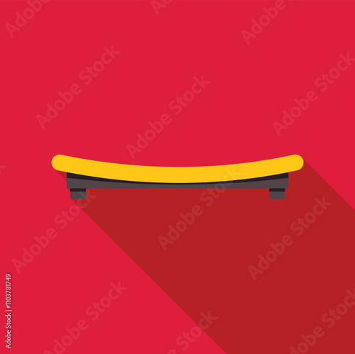 Yellow balance board on a red background promotes a healthy lifestyle and physical fitness