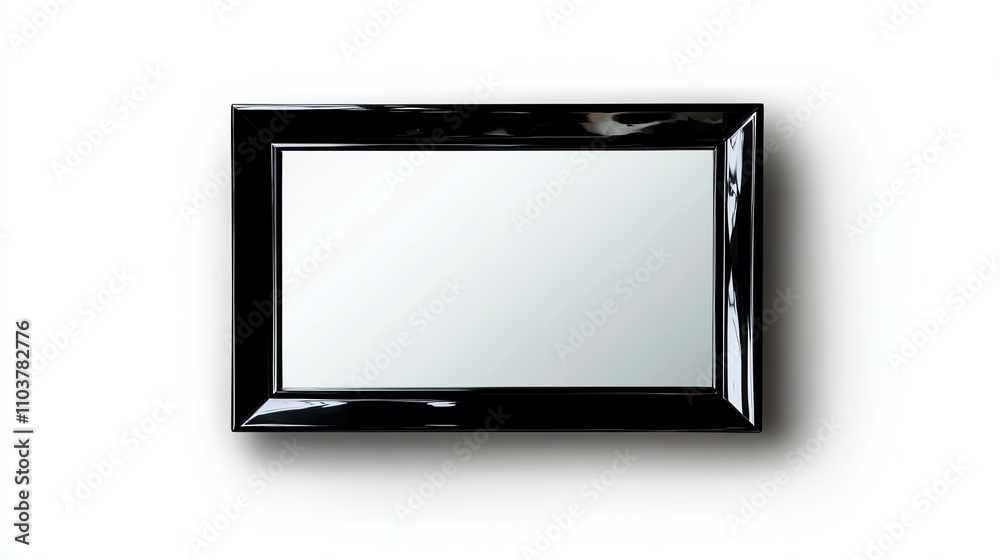Black framed mirror on a white isolated background Black framed mirror on a white isolated background