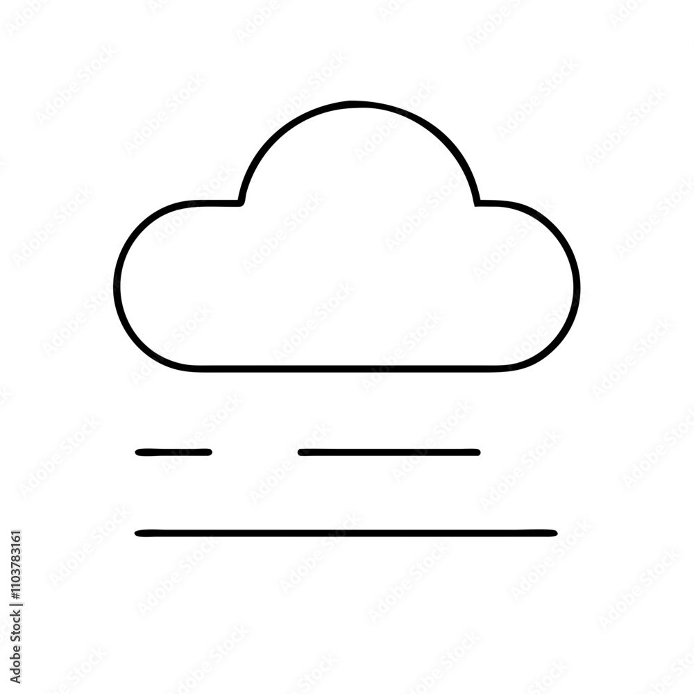 Good icon foggy cloud with horizontal lines Good icon foggy cloud with horizontal lines