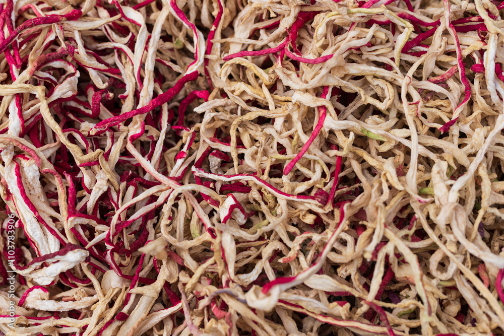 Fototapeta premium Pickled vegetables made of dried red radish shreds