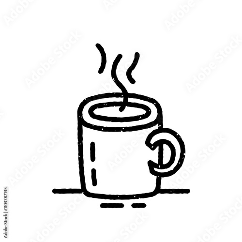 Cup Mug with Hot Drink Outline Simple Icon