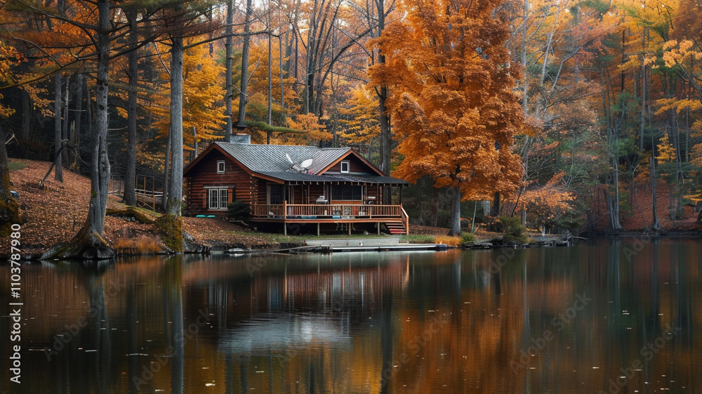 Fototapeta premium house on the river generated by AI technology