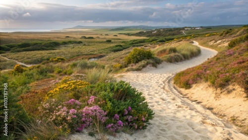 Sandy Pathway Through a Scenic Coastal Dune Landscape