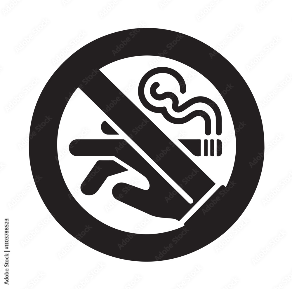No Smoking prohibition icons, smoking addiction silhouette vector illustration No Smoking prohibition icons, smoking addiction silhouette vector illustration