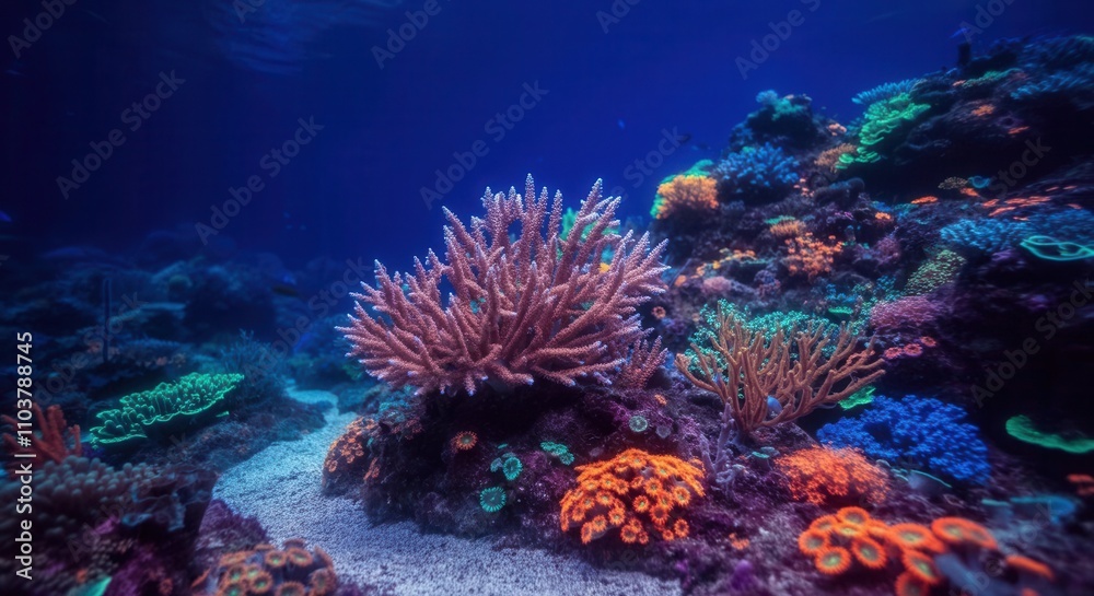 Vibrant coral reef ecosystem teeming with marine life Vibrant coral reef ecosystem teeming with marine life