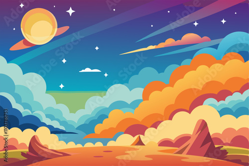 A stunning sky background vector art featuring vibrant colors and beautiful gradients. Perfect for creating a serene atmosphere in your projects.