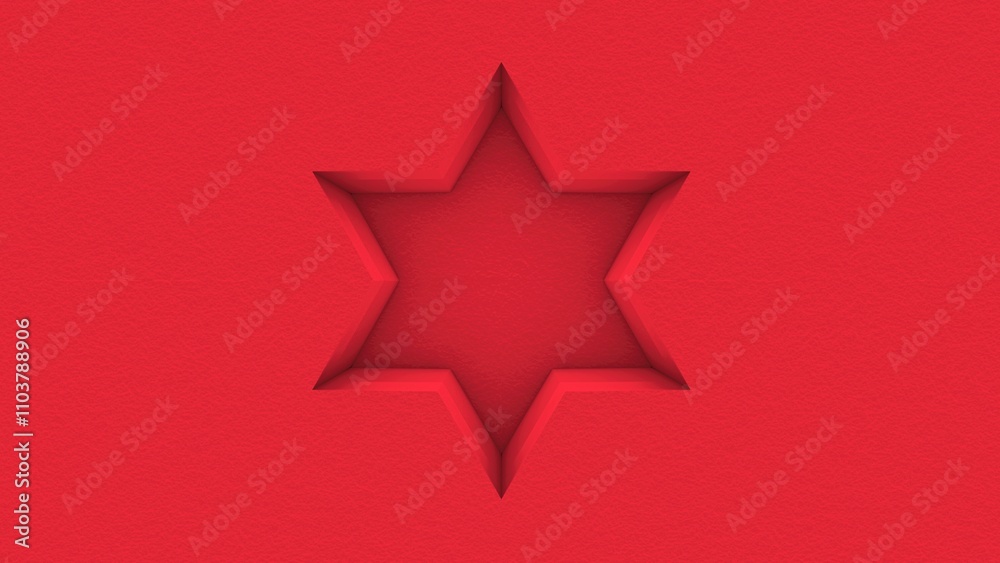 Obraz premium Red Recessed star on Textured Surface