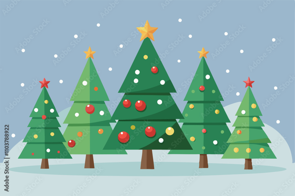 Obraz premium High-quality christmas trees vector graphics for festive themes.