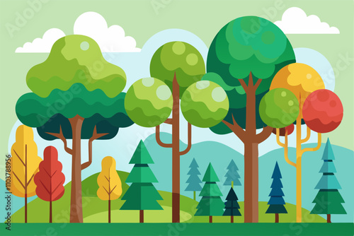 Detailed forest vector art capturing the essence of the wilderness and nature.