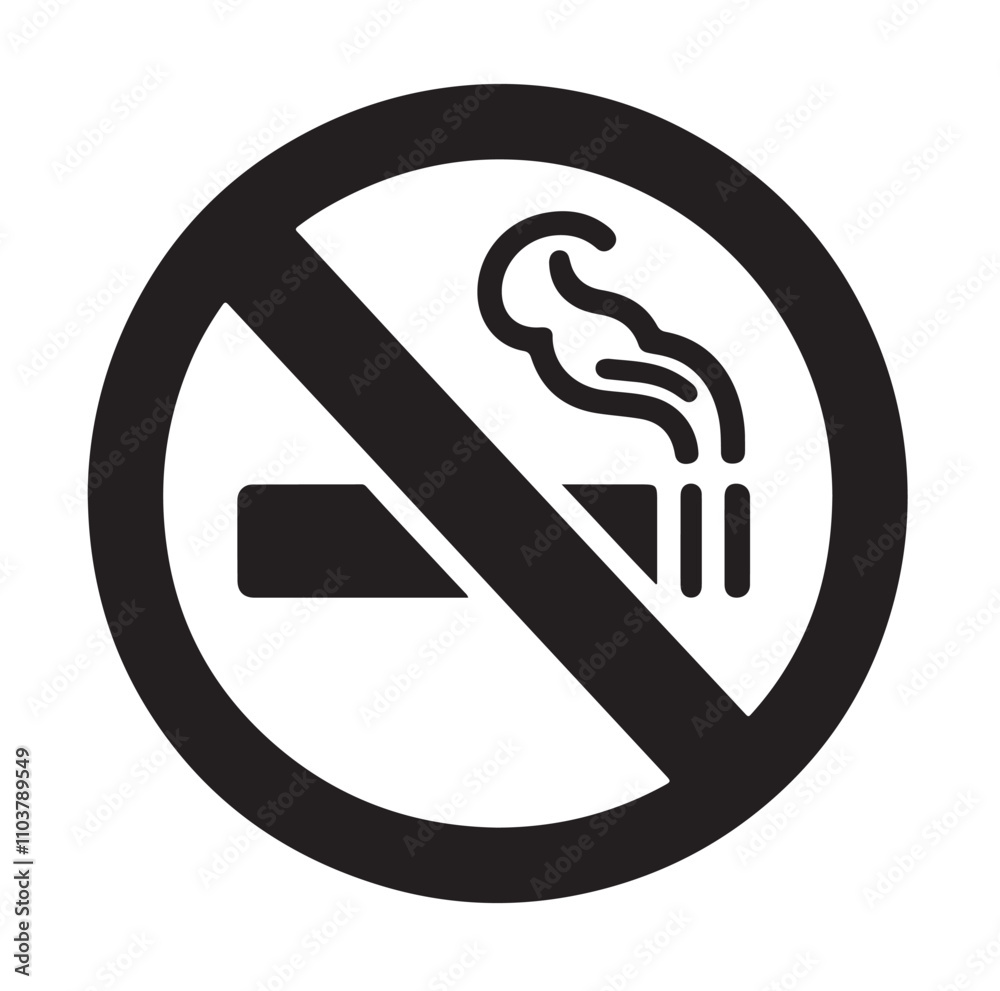 No Smoking prohibition icons, smoking addiction silhouette vector illustration No Smoking prohibition icons, smoking addiction silhouette vector illustration