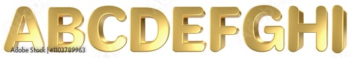 set of gold letter 3d render