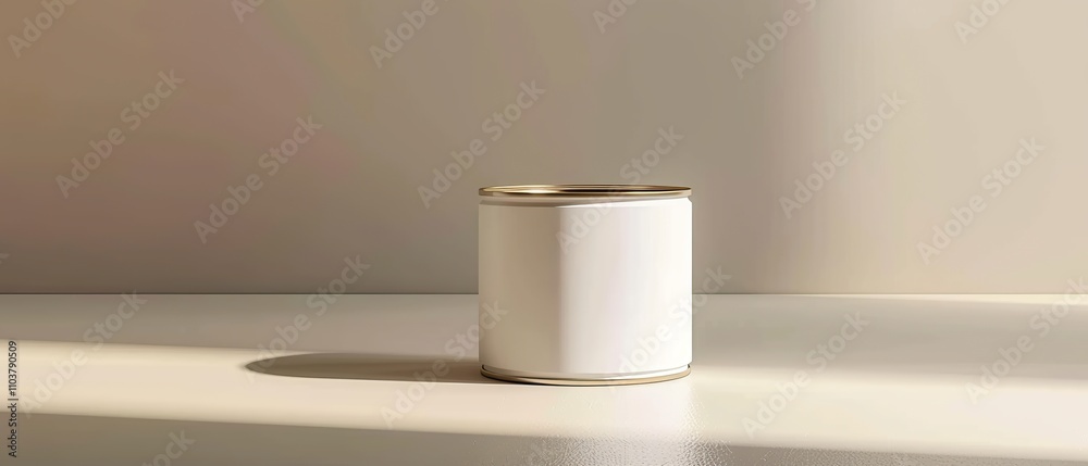 Simple and Elegant Food Tin Can Mockup with White Label for Branding and Product Presentations Simple and Elegant Food Tin Can Mockup with White Label for Branding and Product Presentations