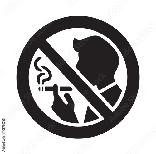 No Smoking prohibition icons, smoking addiction silhouette vector illustration