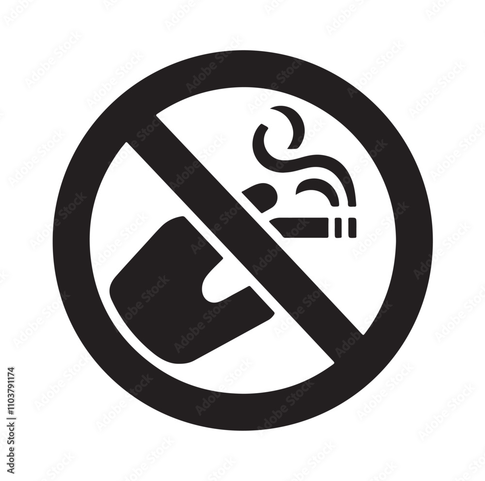 No Smoking prohibition icons, smoking addiction silhouette vector illustration No Smoking prohibition icons, smoking addiction silhouette vector illustration