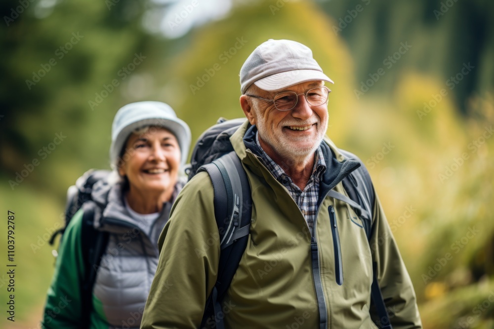 Portrait of a Active seniors on country walk Portrait of a Active seniors on country walk