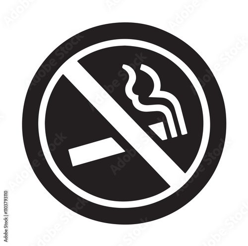 No Smoking prohibition icons, smoking addiction silhouette vector illustration