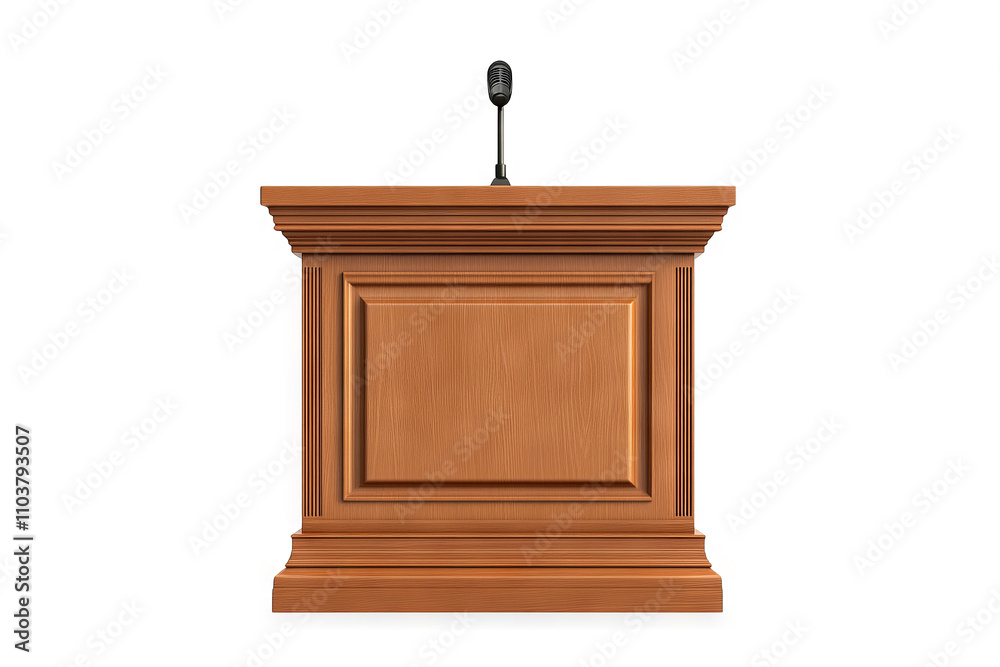 Elegant Wooden Podium with Microphone isolated on a transparent background Elegant Wooden Podium with Microphone isolated on a transparent background