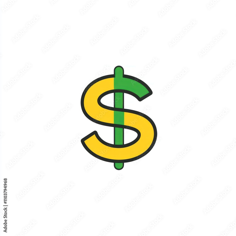 Here's a suggested and keywords for your stock photo image.. Simple yellow and green dollar sign icon. Here's a suggested and keywords for your stock photo image.. Simple yellow and green dollar sign icon.