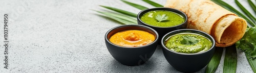 Delicious Dosa with Chutneys Showcasing Culinary Diversity Indian food cuisine