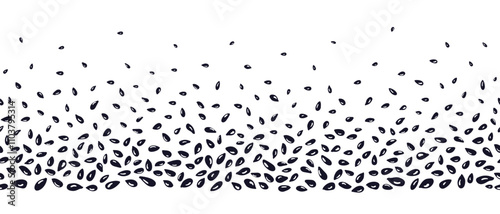 Black sesame, cumin seeds. Vector seamless pattern