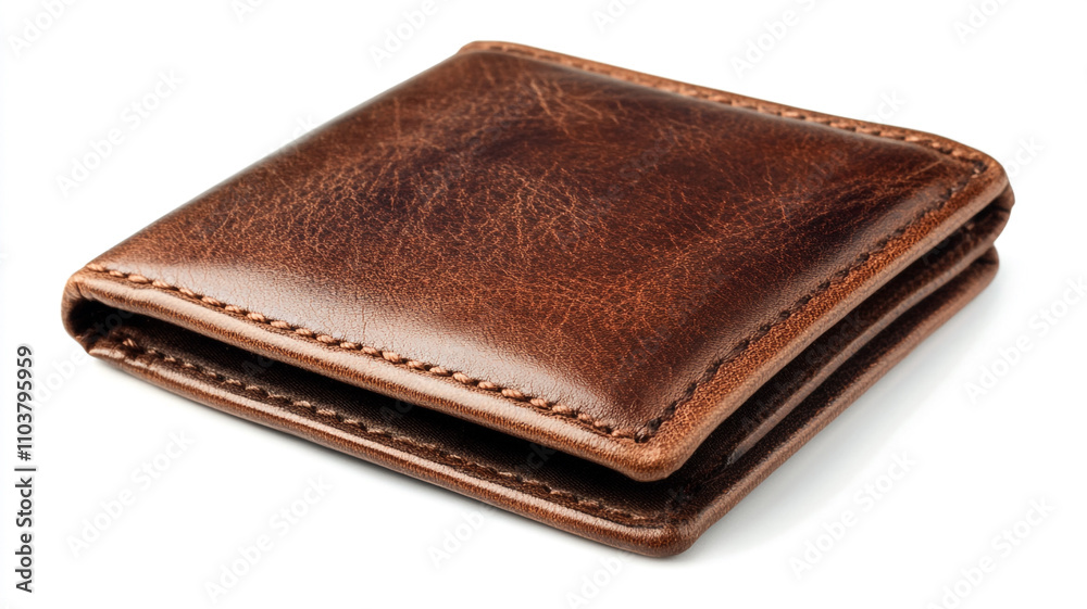 Elegant brown leather wallet isolated on a white background Elegant brown leather wallet isolated on a white background