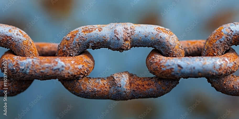 Rust or stain visible on an iron chain highlights the effects of corrosion. The presence of rust on the iron chain showcases the deterioration of metal over time, emphasizing the need for maintenance. Rust or stain visible on an iron chain highlights the effects of corrosion. The presence of rust on the iron chain showcases the deterioration of metal over time, emphasizing the need for maintenance.