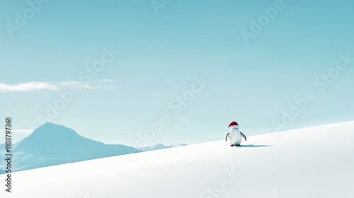 A Playful Penguin in a Winter Wonderland photo