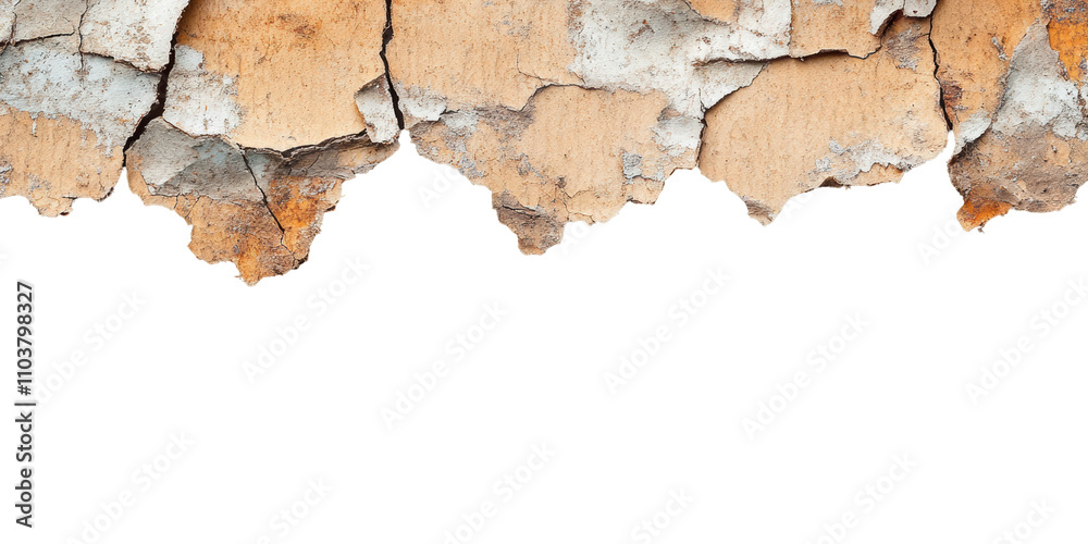 Fototapeta premium Peeling Wall Paint Texture Isolated on Transparent Background