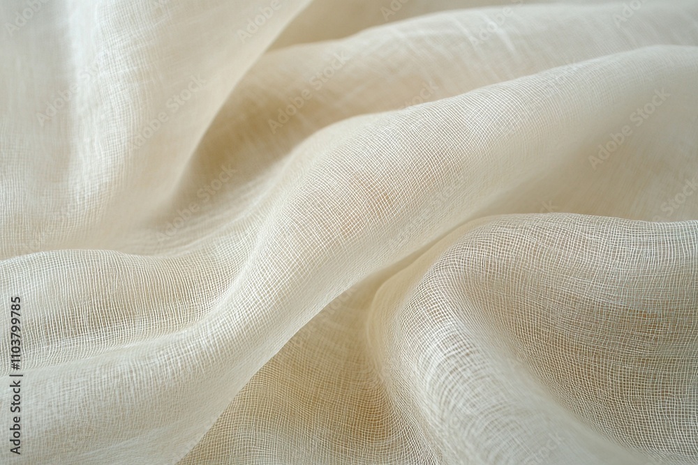 Textured cream fabric with soft undulating folds. Textured cream fabric with soft undulating folds.