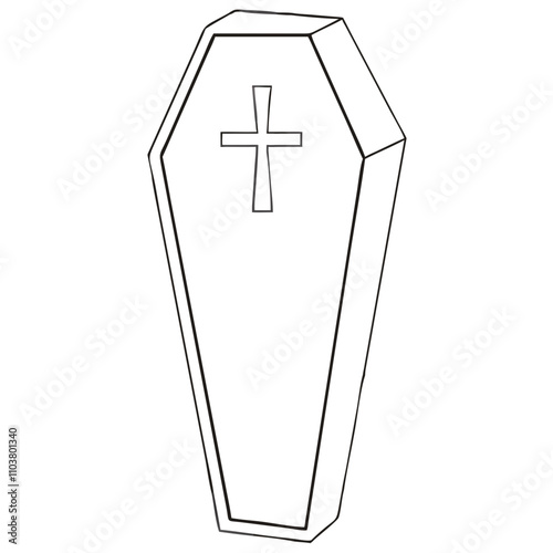 Good icon of coffin with cross for somber design.