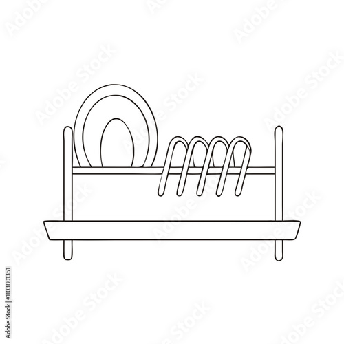 Good icon of dish rack for drying kitchenware.