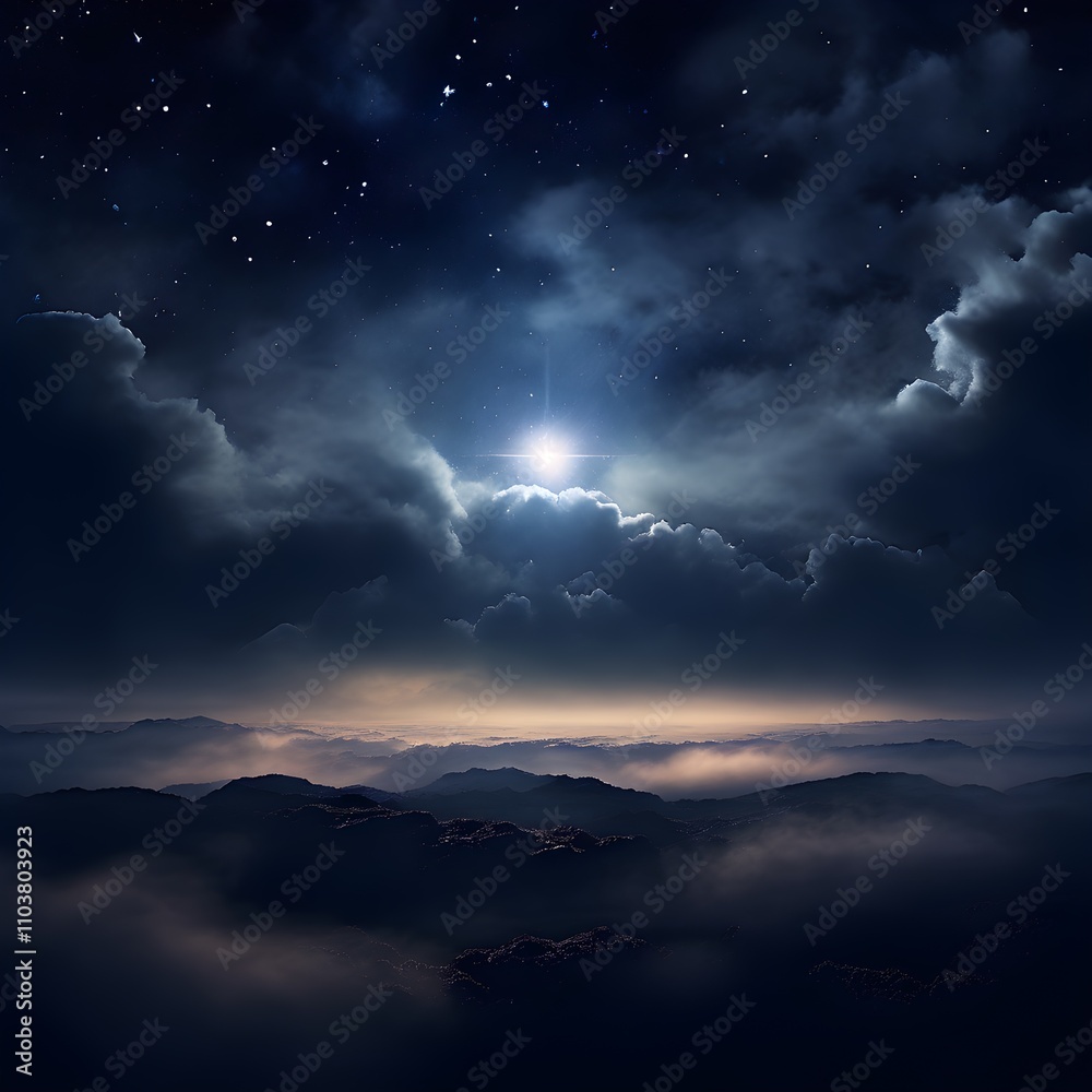 Misty Night Sky with a Solitary Star Misty Night Sky with a Solitary Star