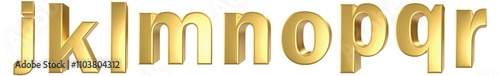 set of lowercase gold letter 3d render