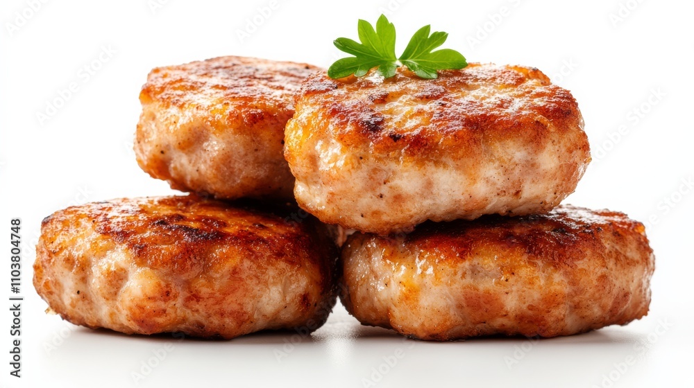 A close-up view of golden-brown homemade meat patties, cooked to perfection, highlighting their texture and juiciness.. A close-up view of golden-brown homemade meat patties, cooked to perfection, highlighting their texture and juiciness..