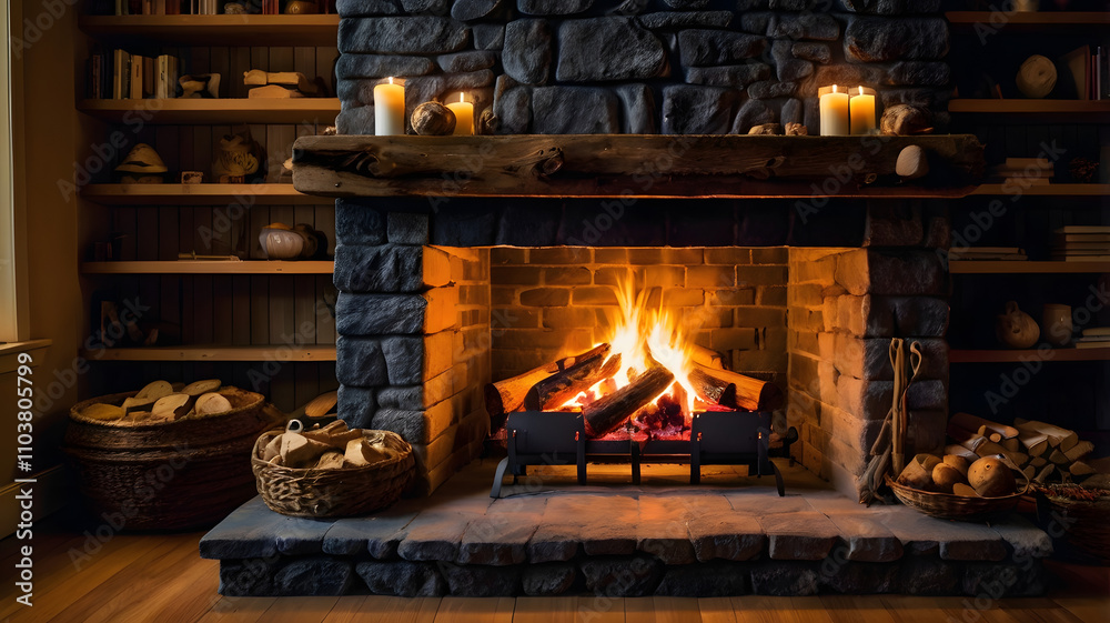 fireplace with fire, ai generated fireplace with fire, ai generated