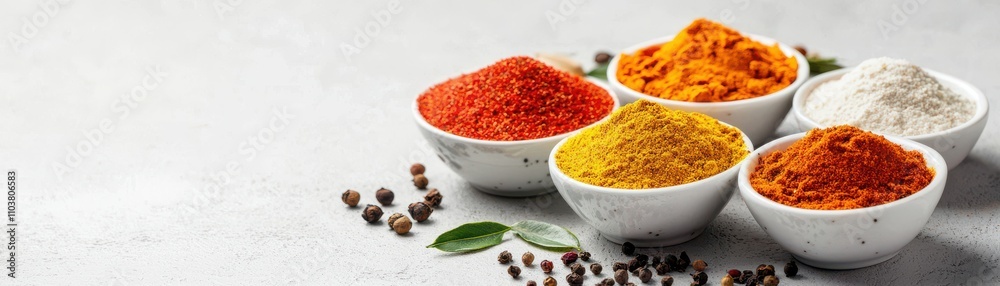 Vibrant Indian Spices in Bowls for Homemade Curry Preparation Indian food cuisine Vibrant Indian Spices in Bowls for Homemade Curry Preparation Indian food cuisine