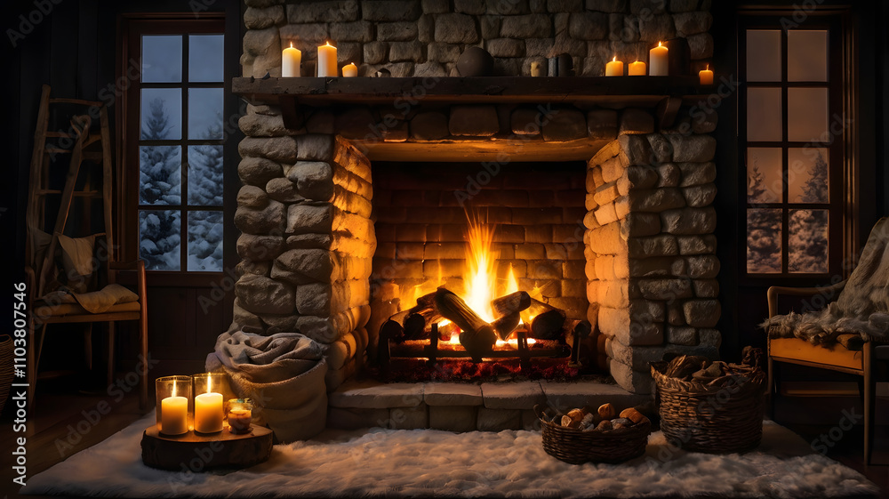 fireplace with fire, ai generated fireplace with fire, ai generated