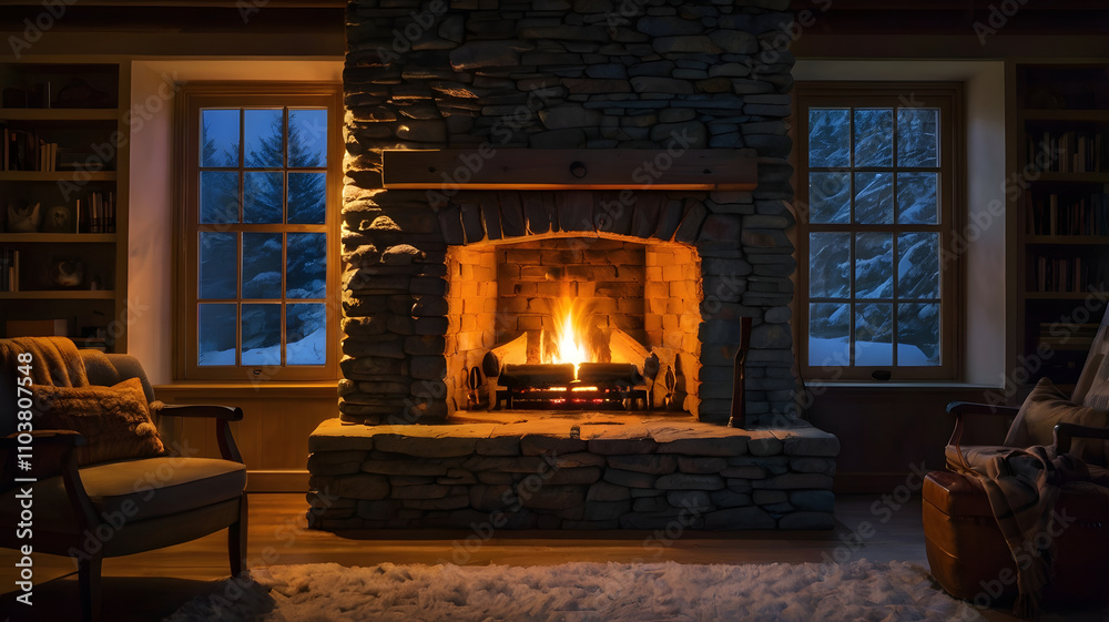 fireplace with fire, ai generated fireplace with fire, ai generated