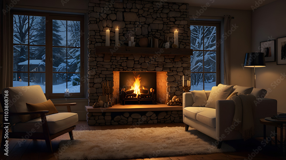 fireplace with fire, ai generated fireplace with fire, ai generated