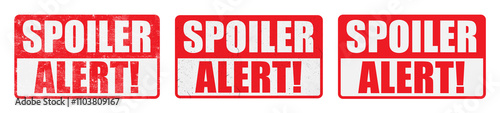 Foto Red Bold SPOILER ALERT Graphic with Stamp Effect with Transparent Background Use