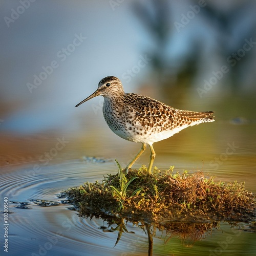 wood sandpiper scient. name Tringa glareola bird animal, AI gene photo