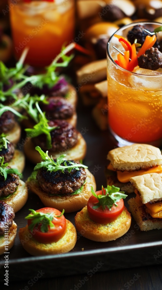 A vibrant platter of appetizers and a refreshing drink, perfect for a social gathering. A vibrant platter of appetizers and a refreshing drink, perfect for a social gathering.