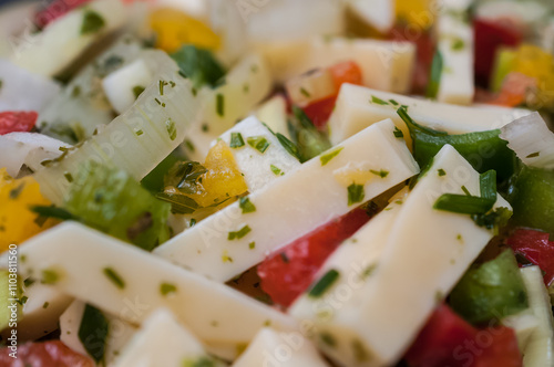 bunter Käsesalat aus dem Supermarkt photo