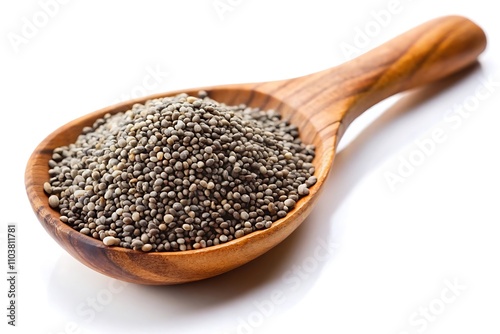 a wooden spoon full of chia seeds