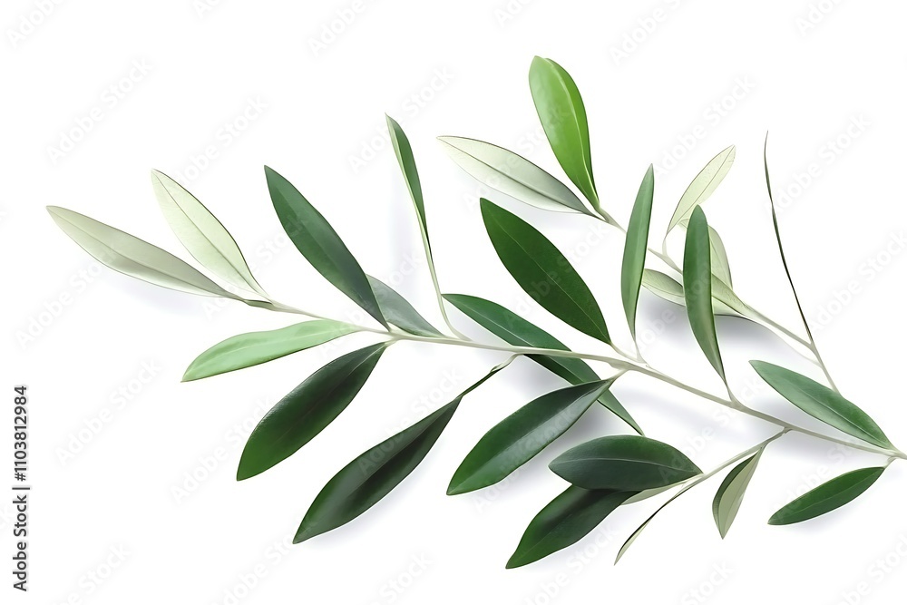 Fototapeta premium Olive branch with fresh green leaves